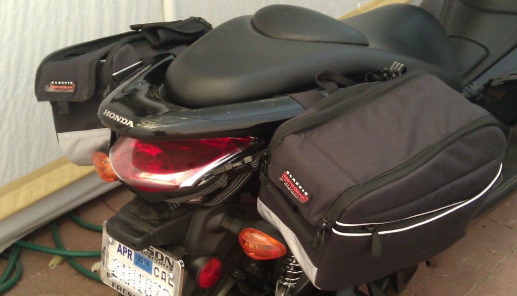 Here is the bike with the seat closed and the bags installed.