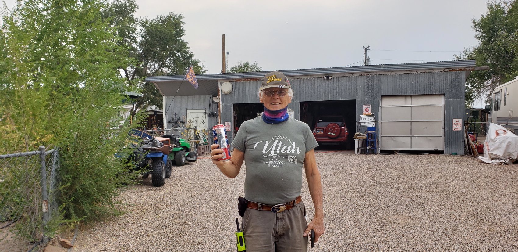 Amazing guy, retired PHD professor. Lives with his wife in an abandoned Utah railroad town of Modena. His name is Vincent. He is pretty lonely there and would love to talk. Please feel free to call him and say Michael on the scooter was saying hi :) He has been a pilot, a glider rider, a firefighter, a park ranger, you name it. Very nice guy.  435.439.5212<br />Oh, and he also has an old suzuki with rotary engine that he says he can't ride anymore as it's heavy but when he was young and strong, he ripped through the southwest on it. Has RV and dogs. Seriously, if you call him, I am sure he will be happy and have many interesting topics to talk about.