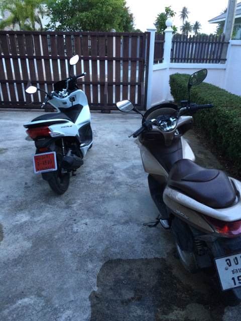 Rear view of both bikes